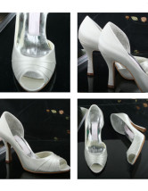 Chaussures de mariage en blanc attractif de 3 1/2'' talon en satin 