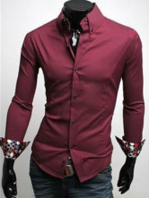 Attractive Wonderful Formal Red 100% Cotton Long Sleeves Mens Shirt