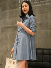 Beautiful Blue Cotton Maternity Shirt