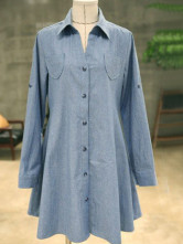 Beautiful Blue Cotton Maternity Shirt