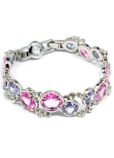 Beautiful Pink Lavender Silver Alloy Crystal Lady's Bracelet