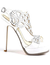 Beautiful White 5’’ High Heel 1 2/5’’ Platform Hollow Out PU Fashion Prom Shoes
