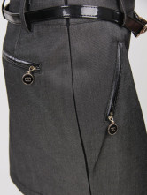 Black Cotton Turndown Spandex Col Manches courtes robe de Womens