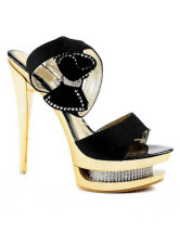 Satin Black 4 3 / 4  '' High Heel Shoes Mode