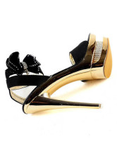 Satin Black 4 3 / 4  '' High Heel Shoes Mode