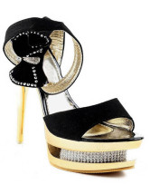Satin Black 4 3 / 4  '' High Heel Shoes Mode