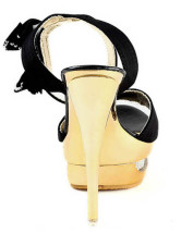 Satin Black 4 3 / 4  '' High Heel Shoes Mode