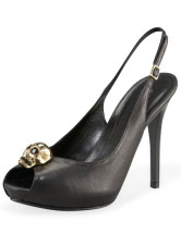 Chaussures noires à talons hauts en peau de mouton 