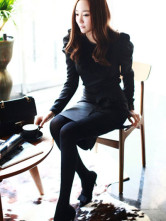 Manches de soie noire à long shirt Mode Femmes