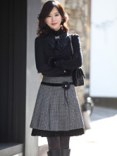 Noir Laine Manches tressés Turtle long cou Top Femmes