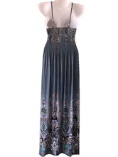 Bohemian gris foncé coton polyester à encolure en V Halter Dress Womens One Piece