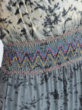 Bohemian Gray coton polyester à encolure en V sans manches Femme One Piece robe