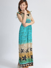 Robe Pour Femme Sans Manche Cou V Profond Polyester Coton Rouge Indienne Bohémienne 
