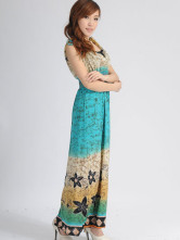 Robe Pour Femme Sans Manche Cou V Profond Polyester Coton Rouge Indienne Bohémienne 