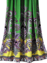 Bohemian Lime coton manches Polyester Scoop cou court Femmes Une robe Piece