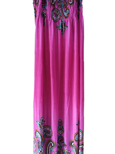 Robe Pour Femme Manches Courtes Cou Creux Polyester Coton Violet Bohémienne 