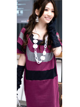 Burgundy Cotton Short Sleeves Maternity Dress