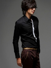 British Style New Arrival Fake Tie Designed Long Sleeve Shirt Black.