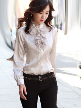 Casual blouse blanche en satin de soie Femmes