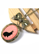 Classic Copper-colored Alloy Bowknot Animal Pendant Necklace For Women