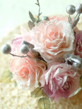 Cute Pink tissu argenté Soie Fruits Fleurs Sets