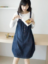Dark Blue 100% Jeans Cotton Maternity Skirt