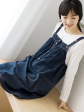 Dark Blue 100% Jeans Cotton Maternity Skirt