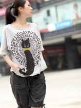 Elegant Gray Cotton Summer Batwing Maternity Tee Shirt