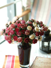 Rose élégant Roses Bourgogne Décoration Fleurs Tissu Noir Vase