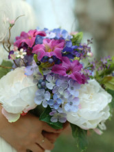 Elegant Flower Purple Pivoine Soie Morning Glory de mariage Bouquet de fleurs en soie