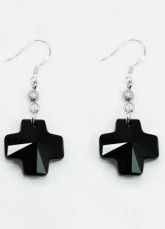 Mode Me Black Croix d'Argent Boucles d'oreilles Swarovski Crystal Sterling