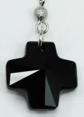 Mode Me Black Croix d'Argent Boucles d'oreilles Swarovski Crystal Sterling