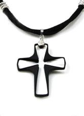Mode Me Black Croix d'Argent Sterling Swarovski Crystal Necklace