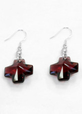Mode Me Bourgogne Croix d'Argent Boucles d'oreilles Swarovski Crystal Sterling