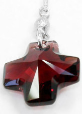 Mode Me Bourgogne Croix d'Argent Boucles d'oreilles Swarovski Crystal Sterling