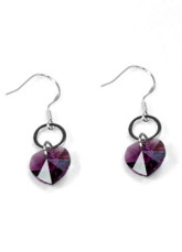 Mode Me Bourgogne Coeur Swarovski Crystal Silver Sterling Boucles d'oreilles