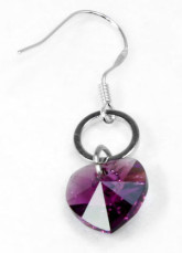 Mode Me Bourgogne Coeur Swarovski Crystal Silver Sterling Boucles d'oreilles