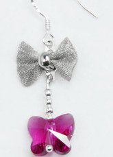 Mode Me nœud papillon en cristal Swarovski Boucles d'oreilles Argent Sterling
