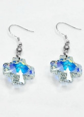 Mode Me Croix Swarovski Crystal Boucles d'oreilles en argent sterling