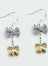 Mode Me Bow Golden Butterfly Swarovski Crystal Sterling d'oreilles en argent