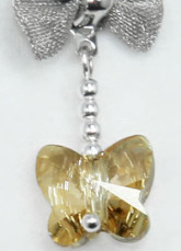 Mode Me Bow Golden Butterfly Swarovski Crystal Sterling d'oreilles en argent