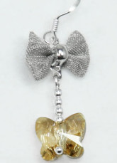Mode Me Bow Golden Butterfly Swarovski Crystal Sterling d'oreilles en argent