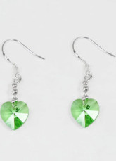 Mode Me Cœur vert Swarovski Crystal Boucles d'oreilles en argent sterling