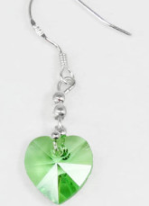 Mode Me Cœur vert Swarovski Crystal Boucles d'oreilles en argent sterling