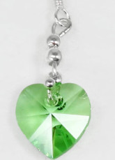 Mode Me Cœur vert Swarovski Crystal Boucles d'oreilles en argent sterling