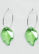 Mode Me feuilles d'érable vertes Swarovski Crystal Boucles d'oreilles en argent sterling
