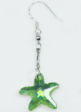 Mode Me Starfish vert Swarovski Crystal Boucles d'oreilles en argent sterling