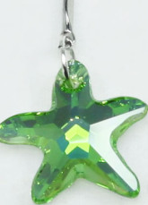 Mode Me Starfish vert Swarovski Crystal Boucles d'oreilles en argent sterling