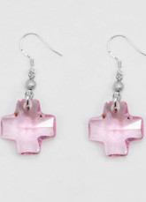 Mode Me Pink Croix d'Argent Boucles d'oreilles Swarovski Crystal Sterling