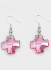 Mode Me Pink Croix d'Argent Boucles d'oreilles Swarovski Crystal Sterling